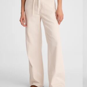 Madewell size 27 Wide Leg Cream Drawstring Pants